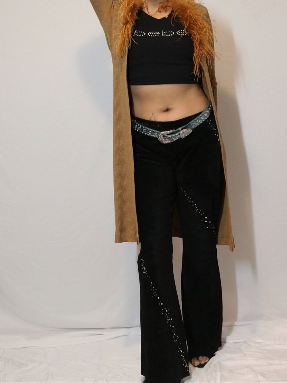 Wilson Leather Maxima | Vintage Black Velvet Bedazzled Flared Pants - 10